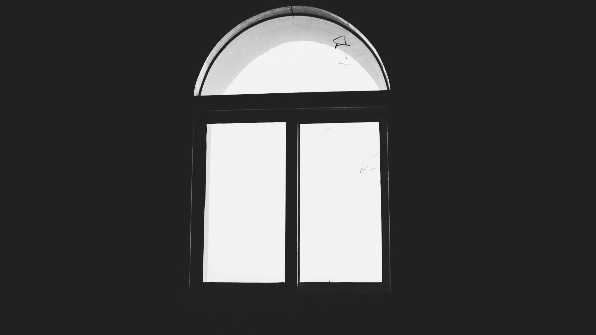 grayscale photo of windows