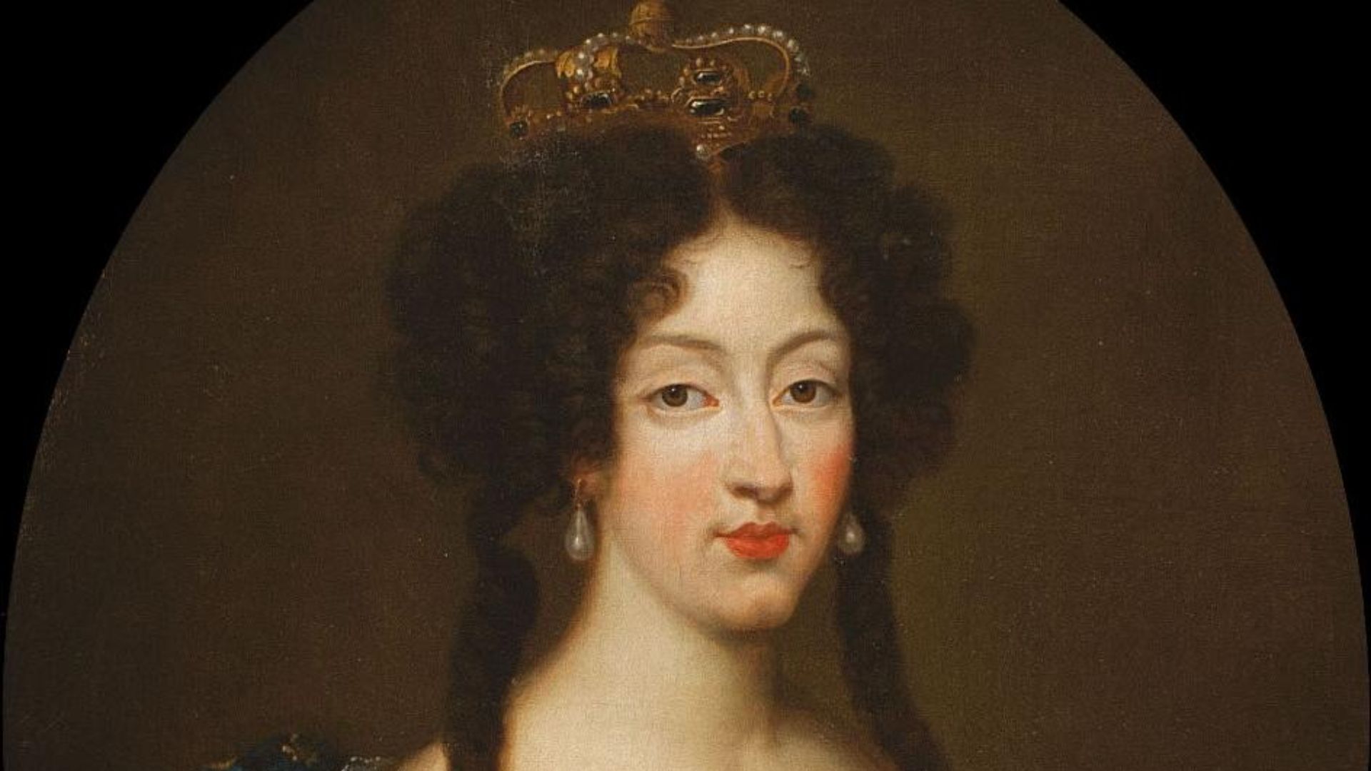 File:Marie Louise d'Orléans by Mignard wearing the Fleur-de-lis (showing her dignity as a Grand daughter of France) and the Spanish crown.jpg