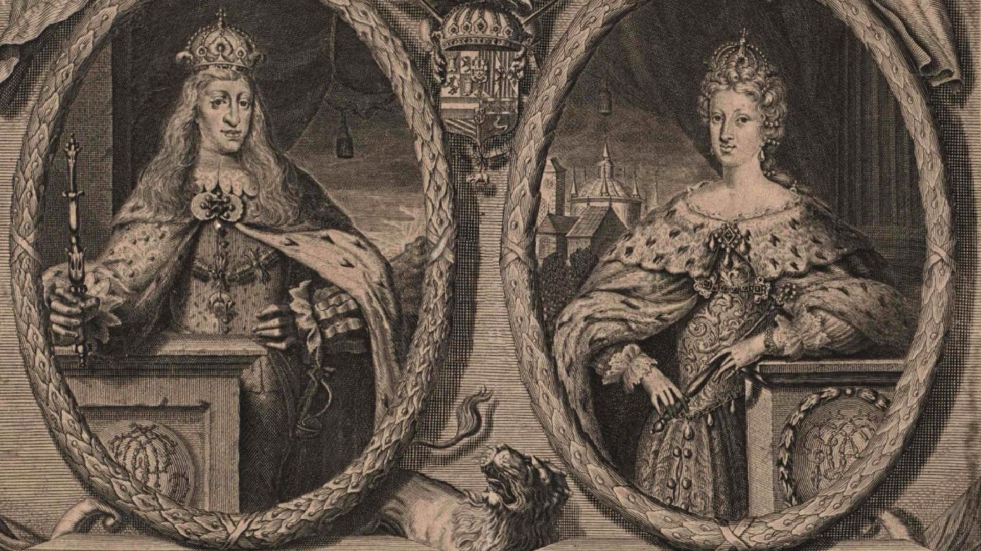 File:Drawings of Charles II of Spain with his second wife Princess Maria Anna of Neuburg by an unknown artist.jpg