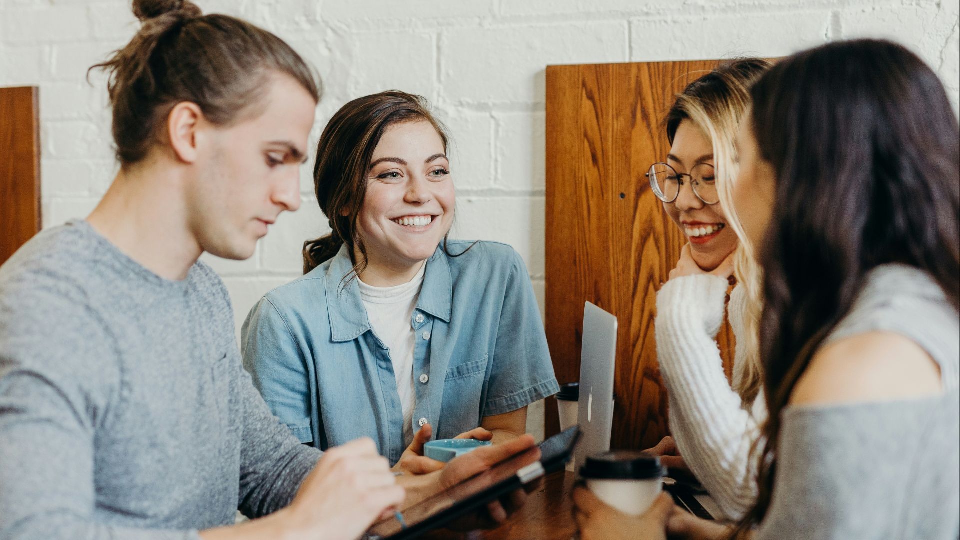 A group of friends at a coffee shop