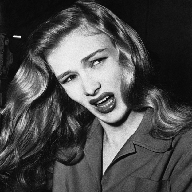 Veronica Lake in plaid top