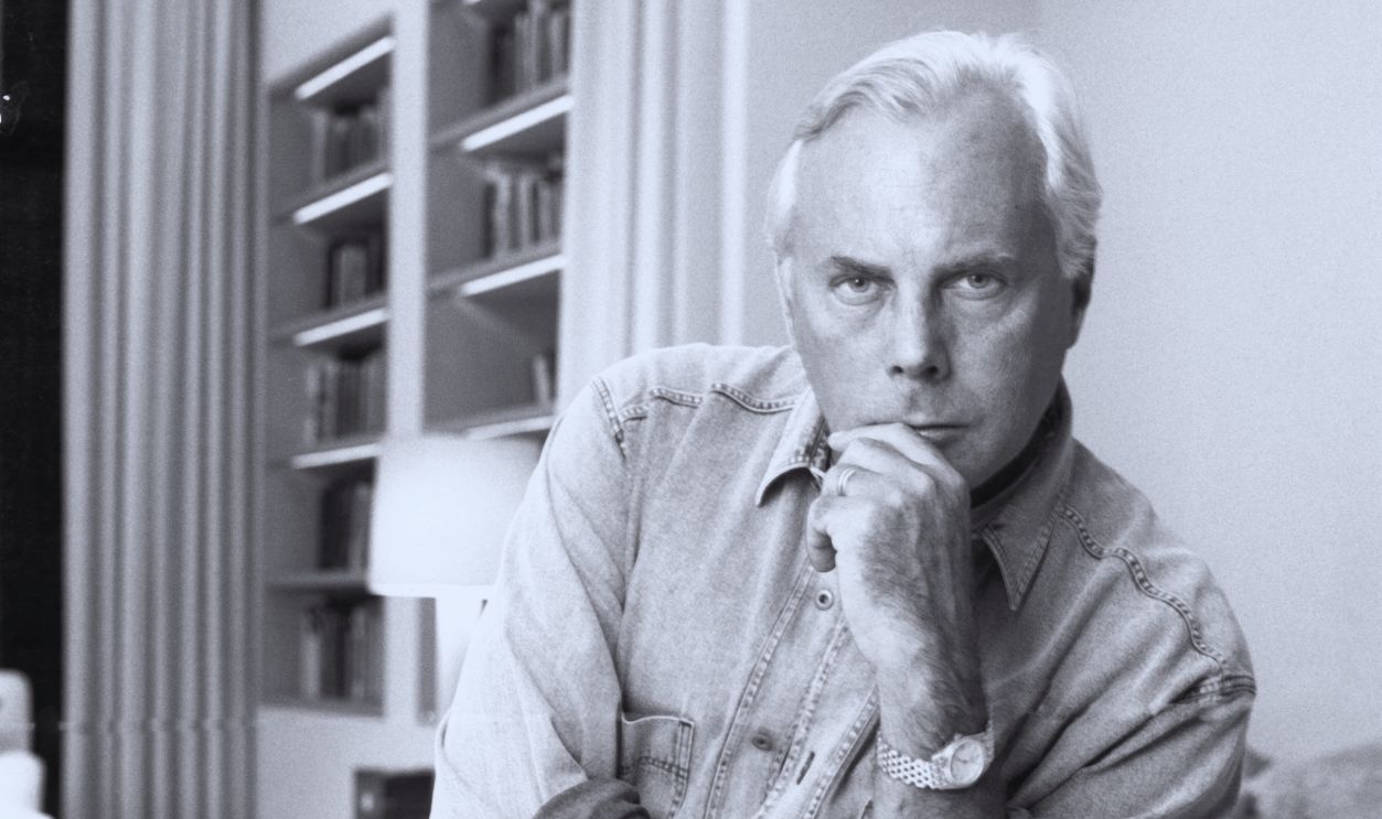 Gettyimages - 1460915136, Armani's True Confessions Italian fashion designer Giorgio Armani wearing a denim shirt and sitting on a chair in a living room 