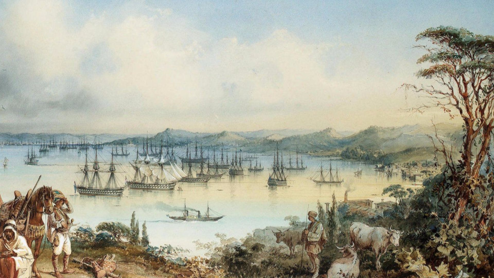 File:The Allied Fleets anchored in the Bosphorus, 1853.jpg