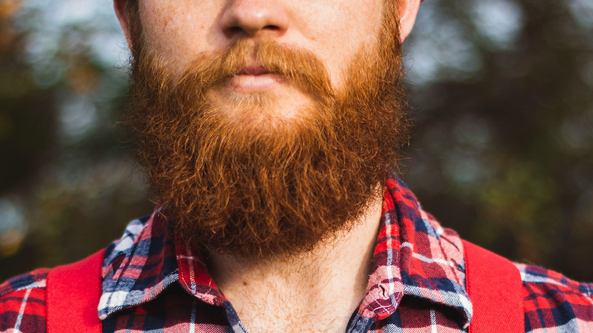 man in red, blue, and white plaid dress shirt with red suspender during daytime