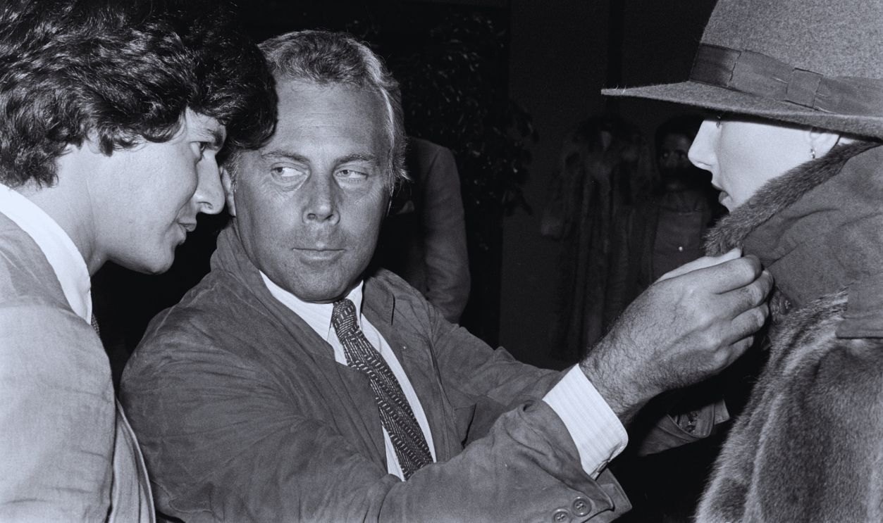 Gettyimages - 1429454568, Giorgio Armani 1978 Fur Collection Advance Designer Giorgio Armani and guest 