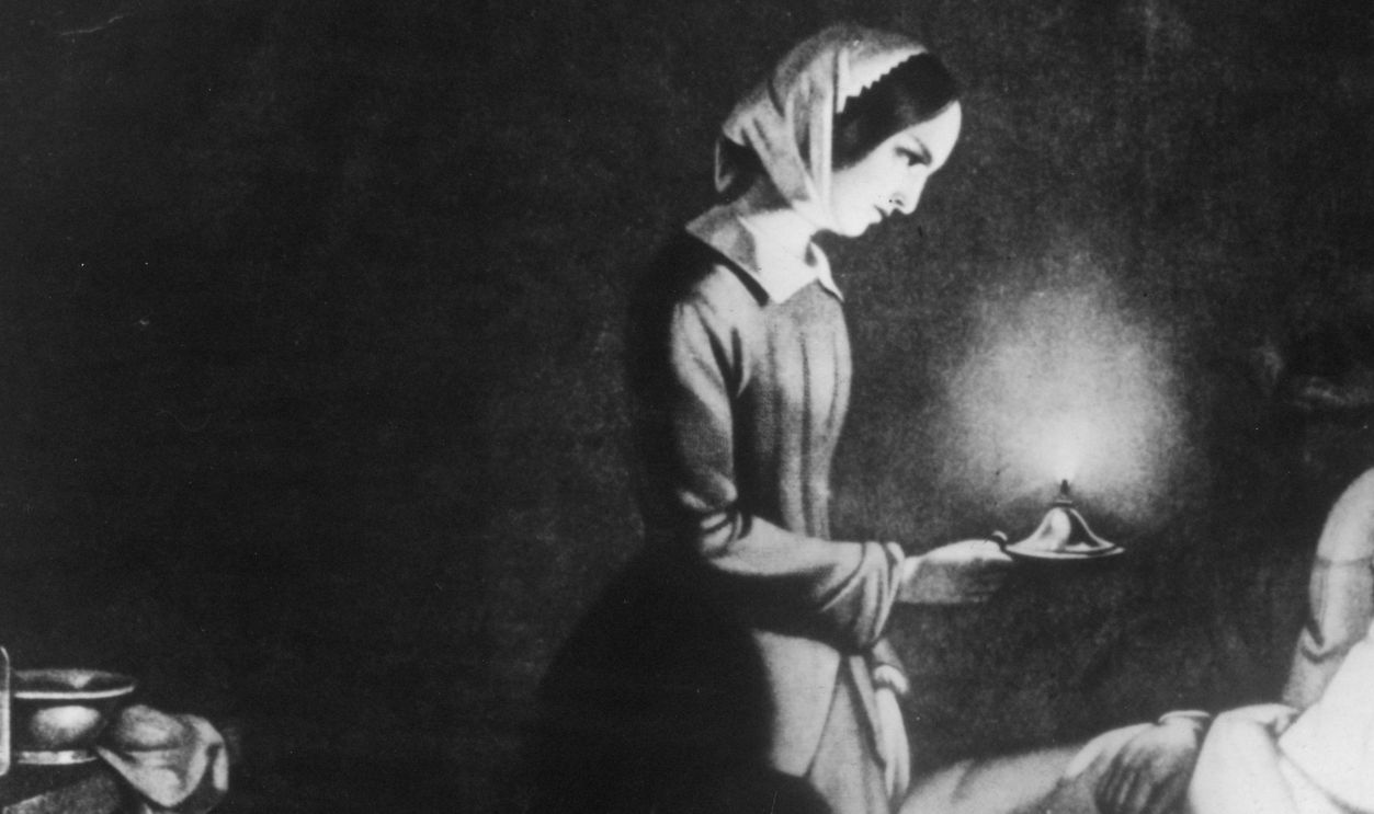 circa 1855: English nurse Florence Nightingale (1820 - 1910) at a hospital in Scutari, Turkey. 