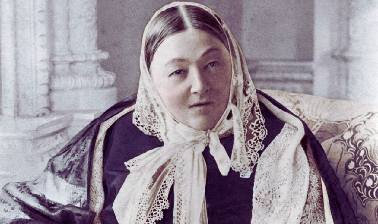 Florence Nightingale - Pioneer of modern nursing, a writer and a noted statistician: 12 May 1820  13 August 1910. Photograph shows her wearing a shawl and holding a letter, both sent to her by H.M Queen Victoria. Colourised version. 