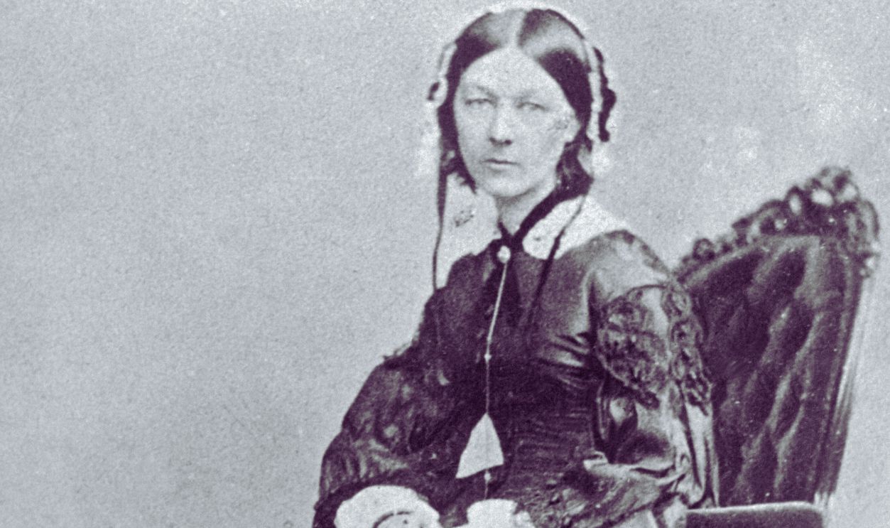 The Angel of the Battlefields, Florence Nightingale, (1820-1910) is shown here. The English philanthropist was the founder of military hospital work. This picture was taken at the time she established this work of mercy in the Crimean War in 1855.