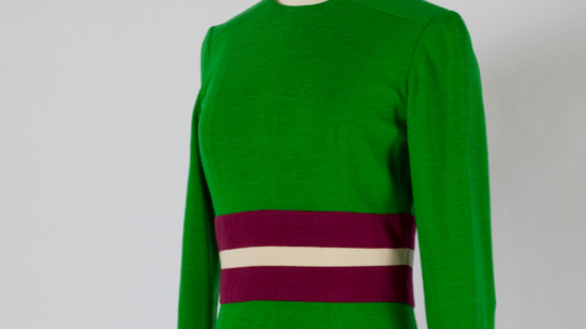 File:1960s Mary Quant minidress, green, purple and white jersey.jpg