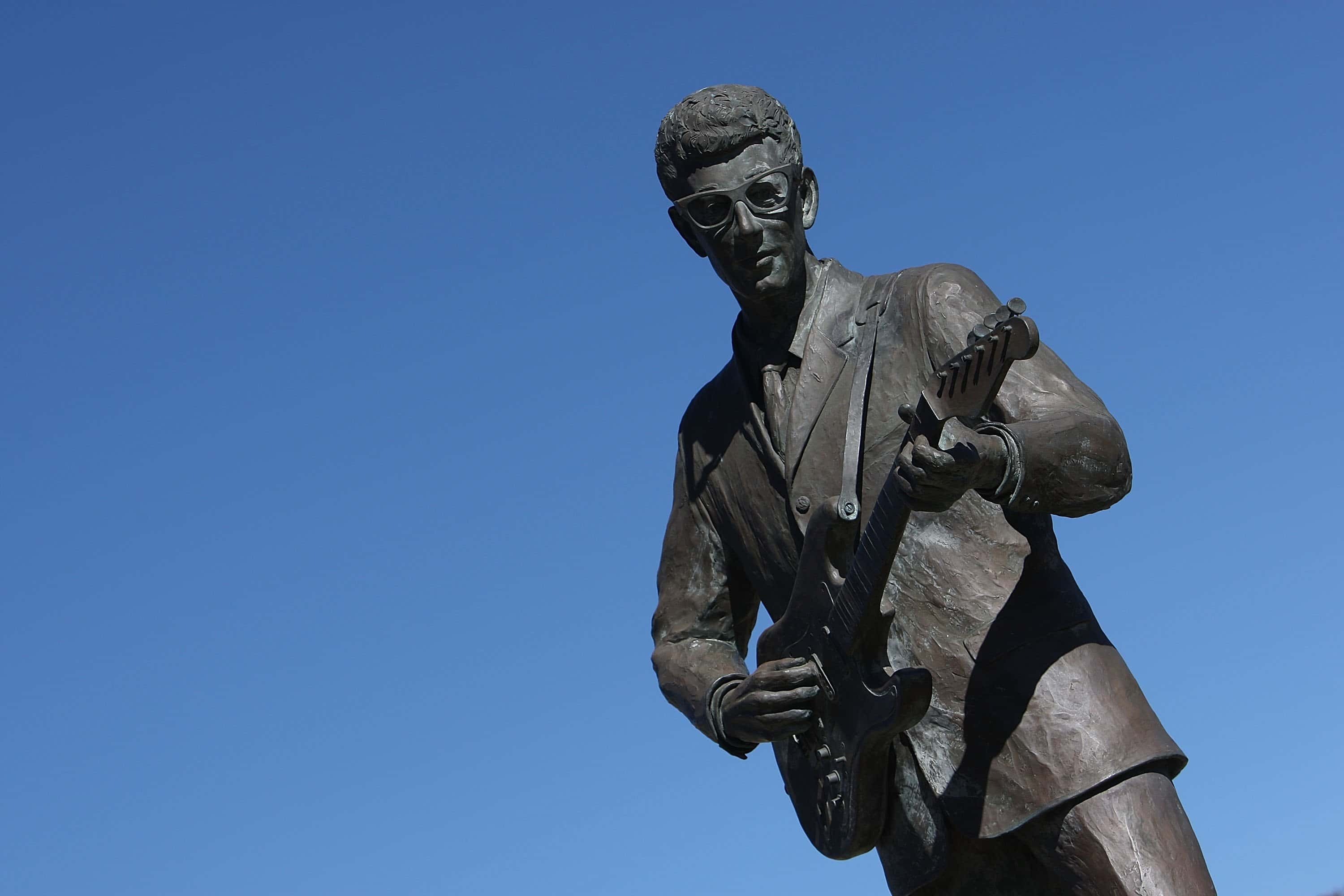 A statue of Buddy Holly at Buddy Holly Plaza - 2008