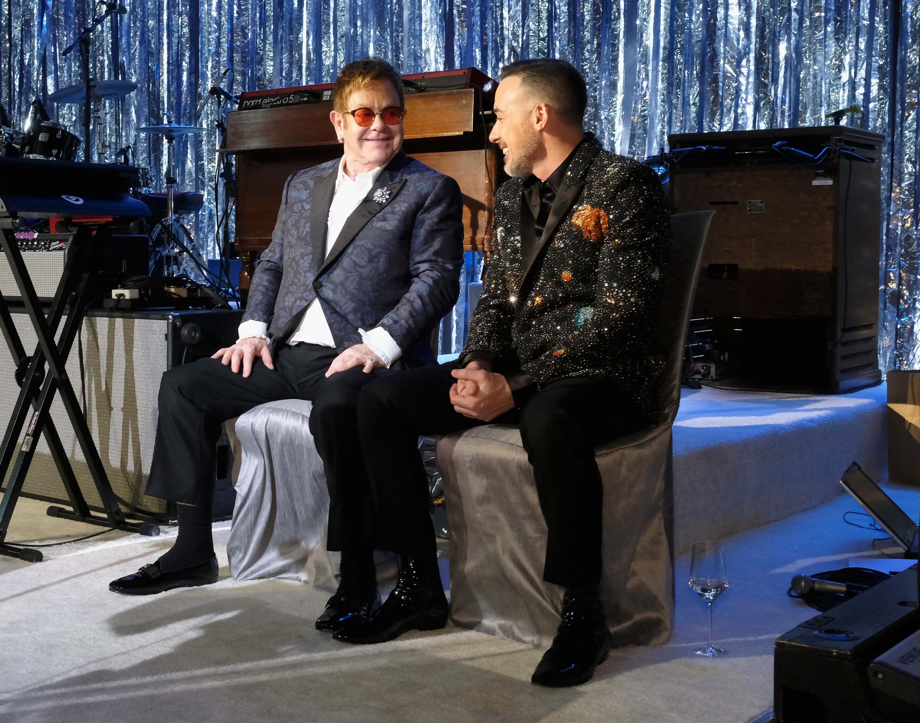 Elton John and David Furnish attend the 25th Annual Elton John AIDS Foundation's Academy Awards - 2017