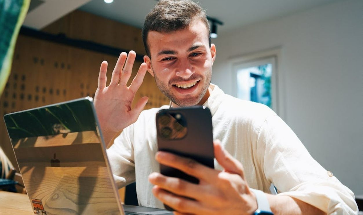 Man talking on a video call