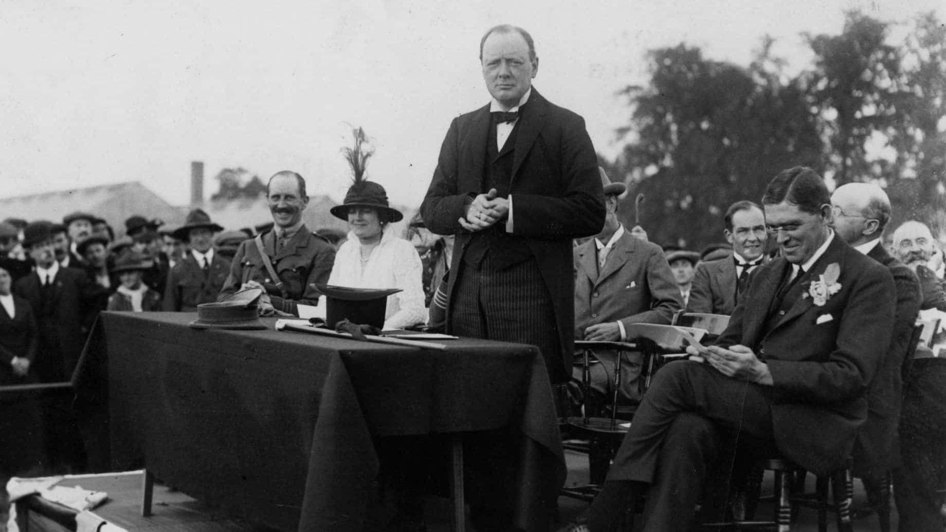 Winston Churchill has the platform party