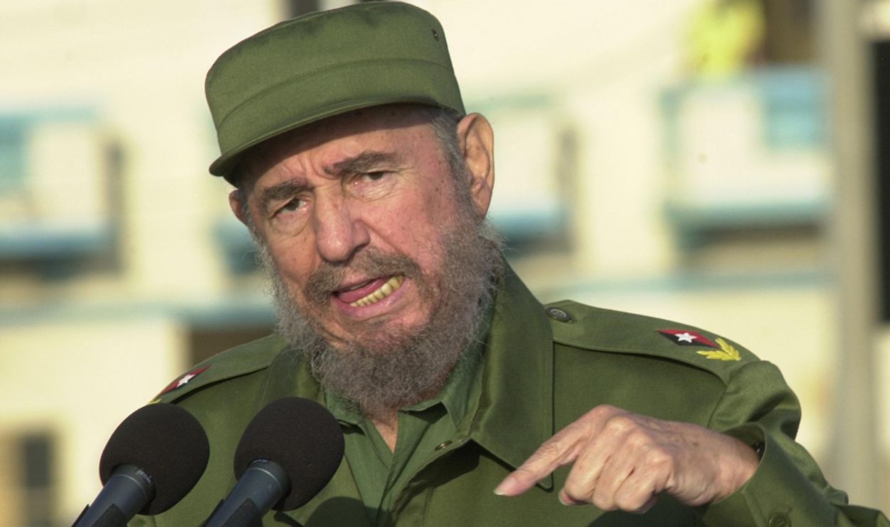Castro Leads Massive Anti-U.S. Demo HAVANA - MAY 14: Cuban President Fidel Castro gives a speech in front of the U.S. Interest Section May 14, 2004 in Havana. Castro led a massive protest march against new U.S. moves aimed at speeding the end of his communist rule, and raised the prospect of a feared U.S. invasion. 