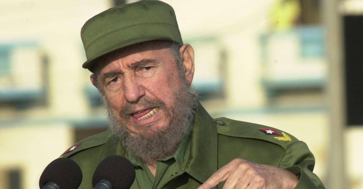 HAVANA - MAY 14: Cuban President Fidel Castro gives a speech in front of the U.S. Interest Section May 14, 2004 in Havana. Castro led a massive protest march against new U.S. moves aimed at speeding the end of his communist rule, and raised the prospect of a feared U.S. invasion.