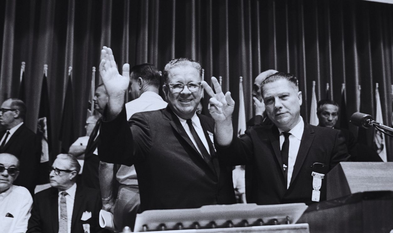 Gettyimages - 515498342, Jimmy Hoffa and Frank Fitzsimmons Waving