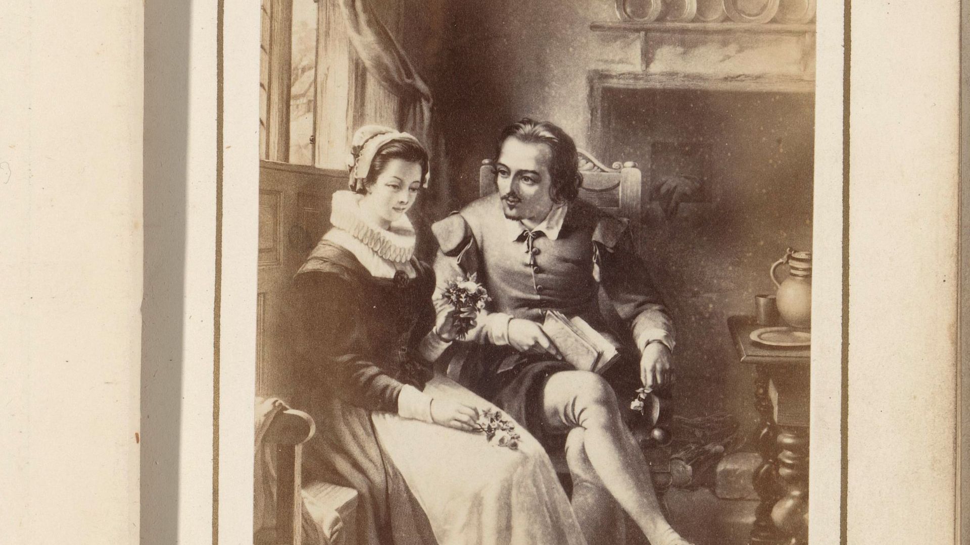 File:Fotoreproductie van een prent, voorstellende William Shakespeare en Anne Hathaway in een interieur Shakespeare's courtship (titel op object), RP-F-2001-7-295-3.jpg