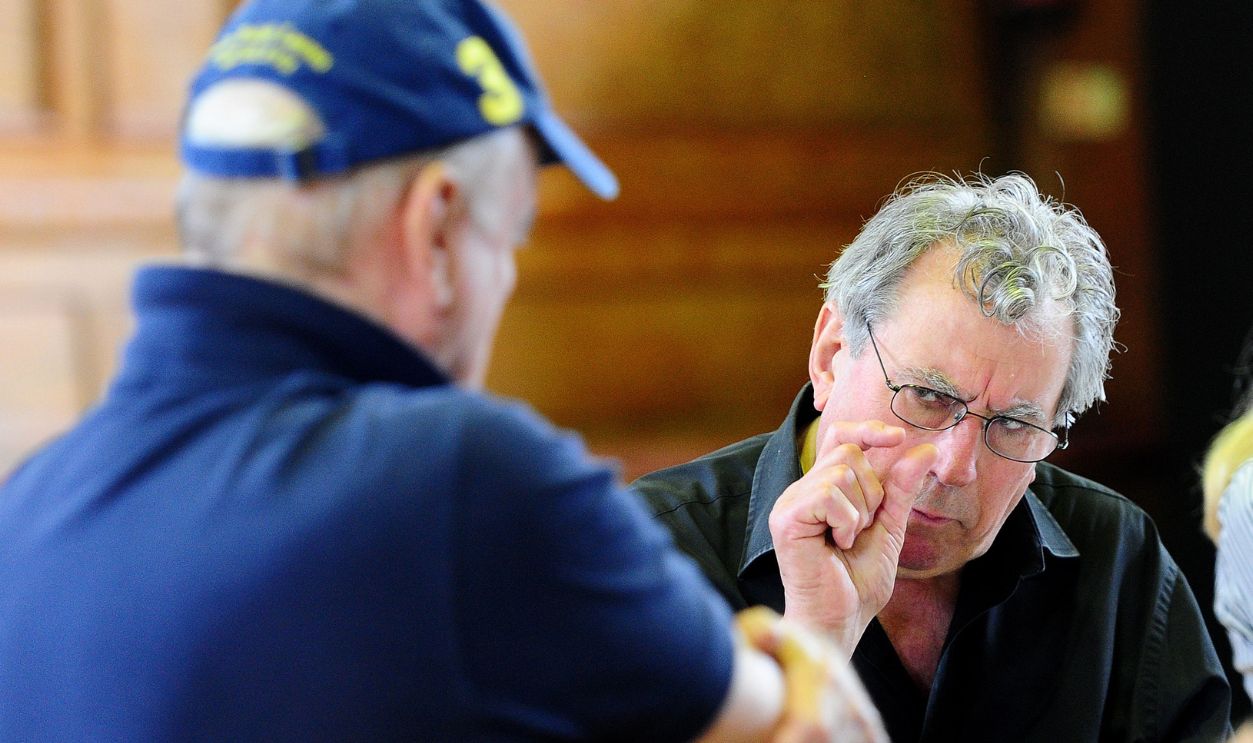 John Cleese and Terry Jones are seen on the first day of rehearsals in London, for their new show Monty Python Live (mostly) which is on at the O2 Arena in London