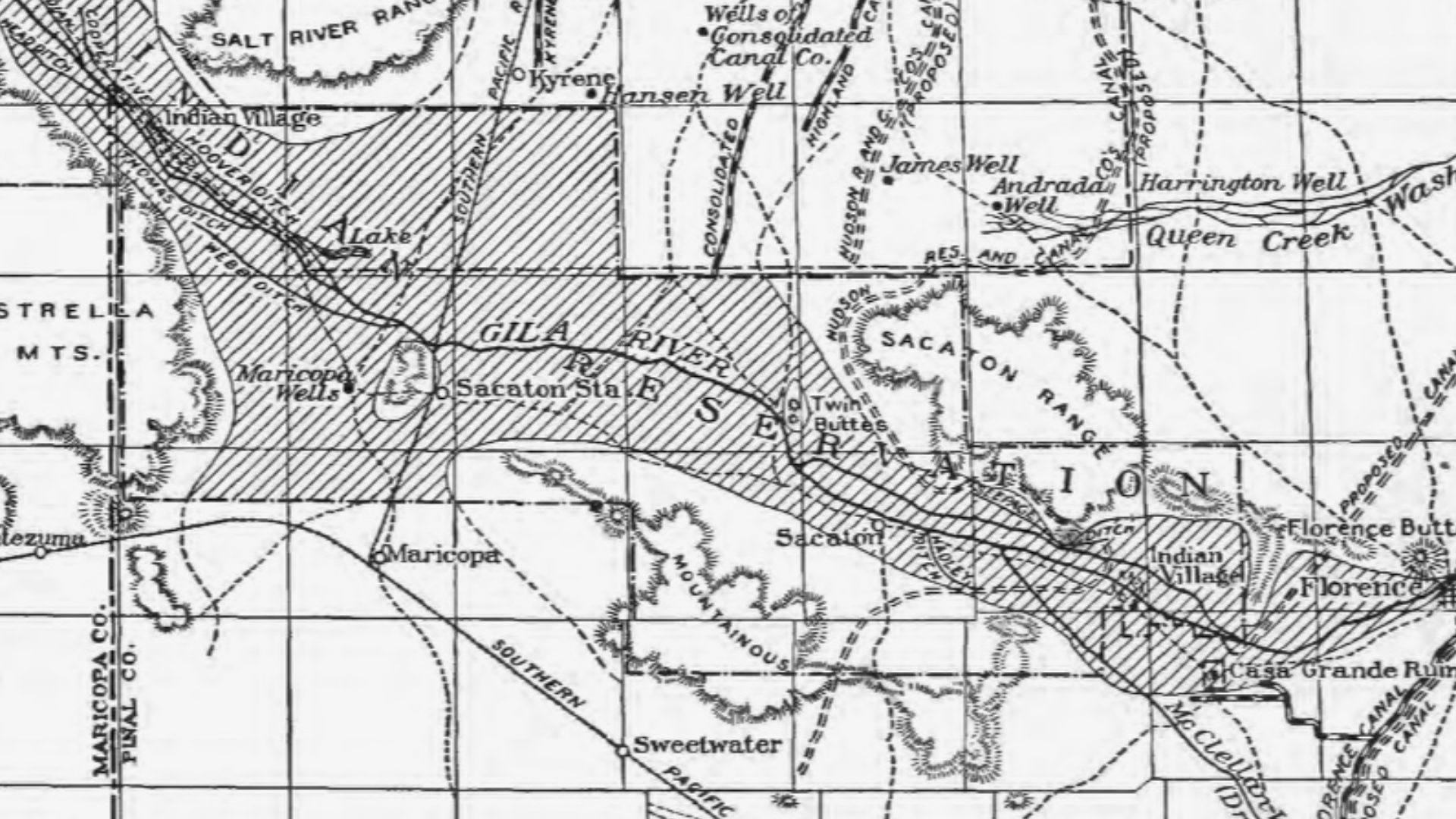 File:1904 map of Pima Indian Reservation showing groundwater and geographic landmarks.jpg