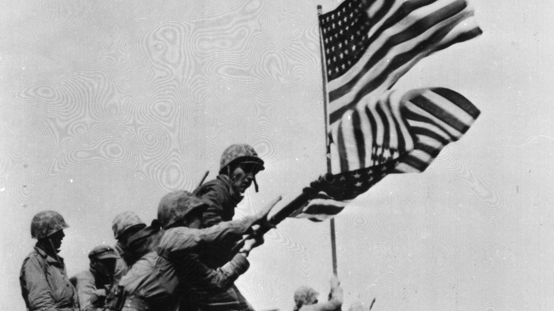 File:Moments after the second flag raising, February 1945.jpg