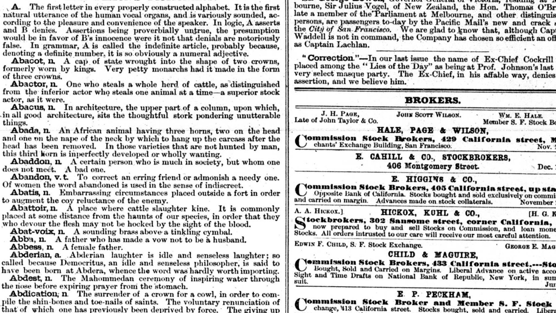 File:First Demon's Dictionary Column in the San Francisco Newletter and California Advertiser (Dec 11 1875).png