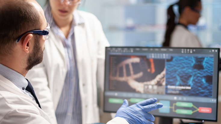 DNA researchers discuss their results