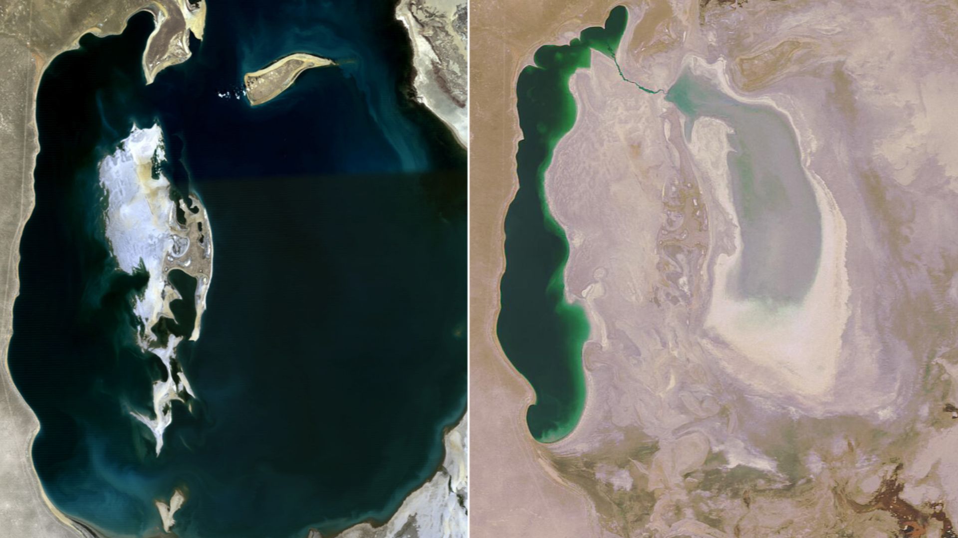 Comparison of Aral Sea between 1989 and 2008