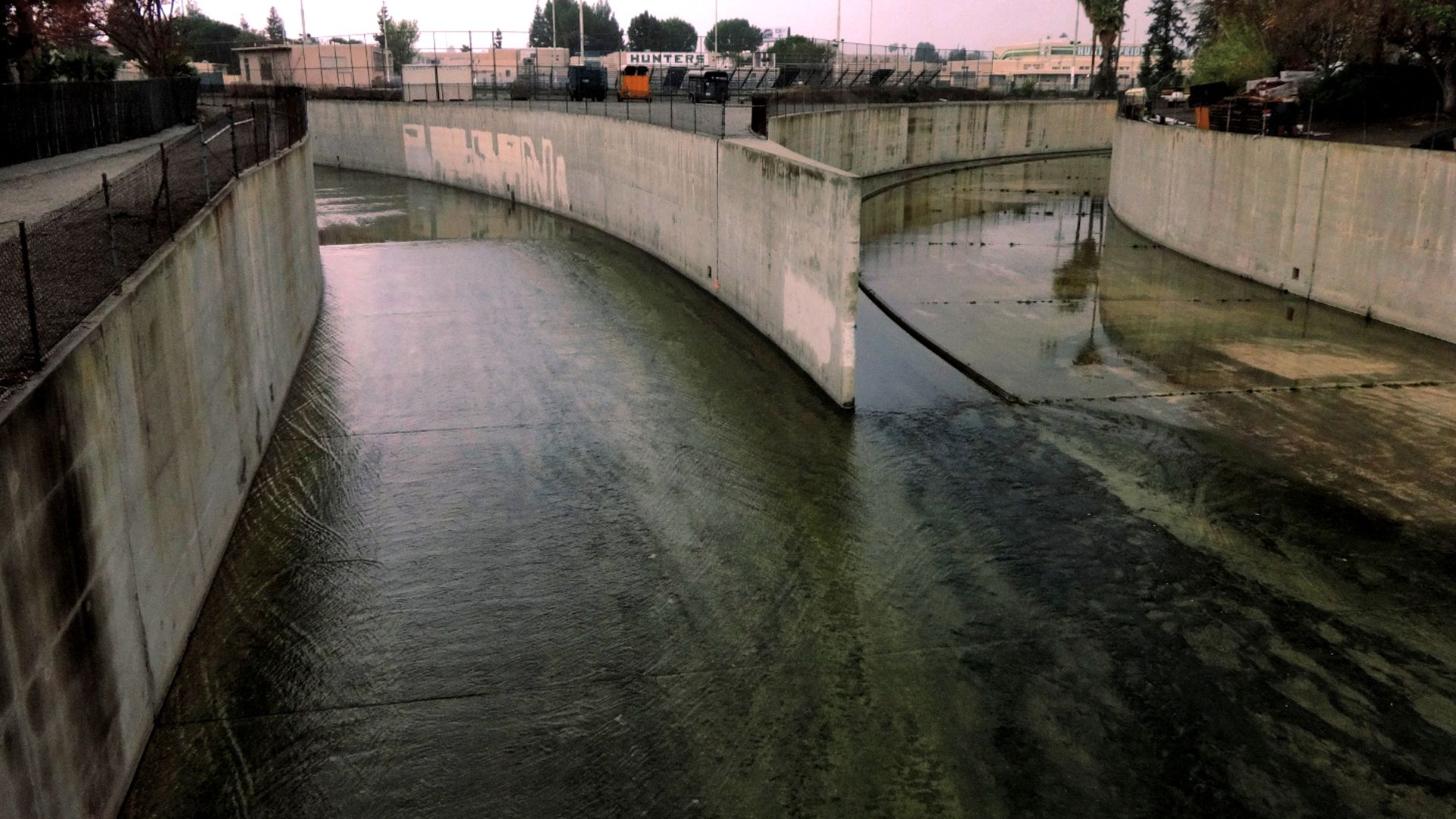 Los Angeles River origin at the confluence of Bell Creek and Arroyo Calabasas.