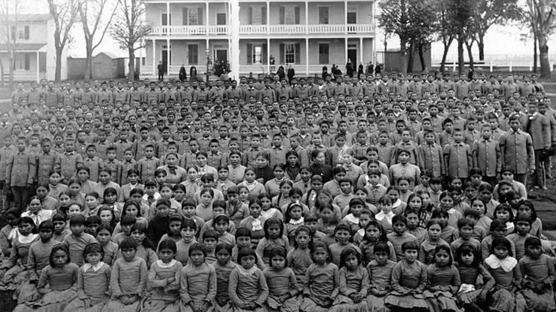 Pupils at Carlisle Native Industrial School, Pennsylvania (c. 1900). Source: Frontier Forts