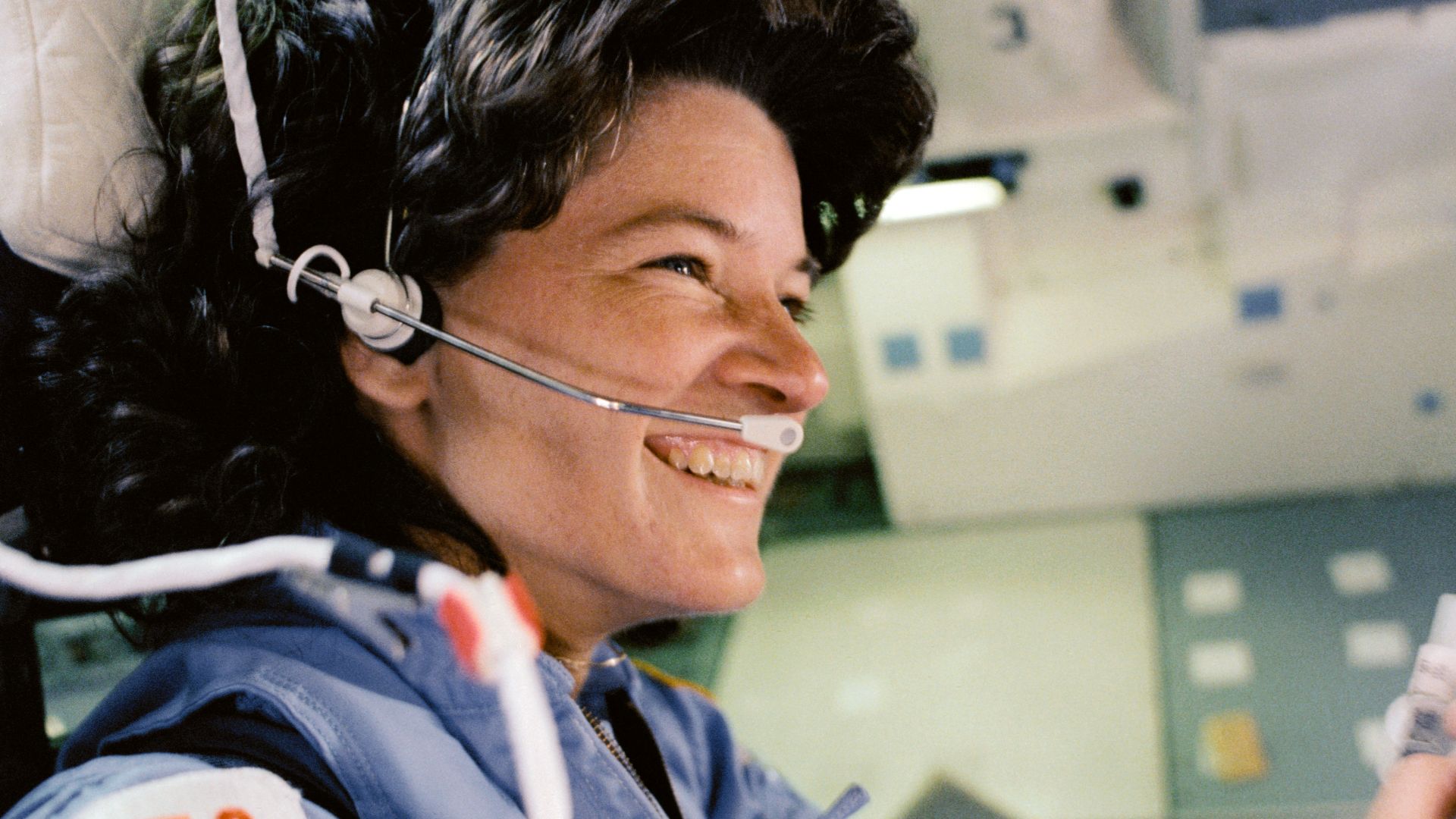 STS-7 - Sally Ride, first American woman in space, during STS-7 mission