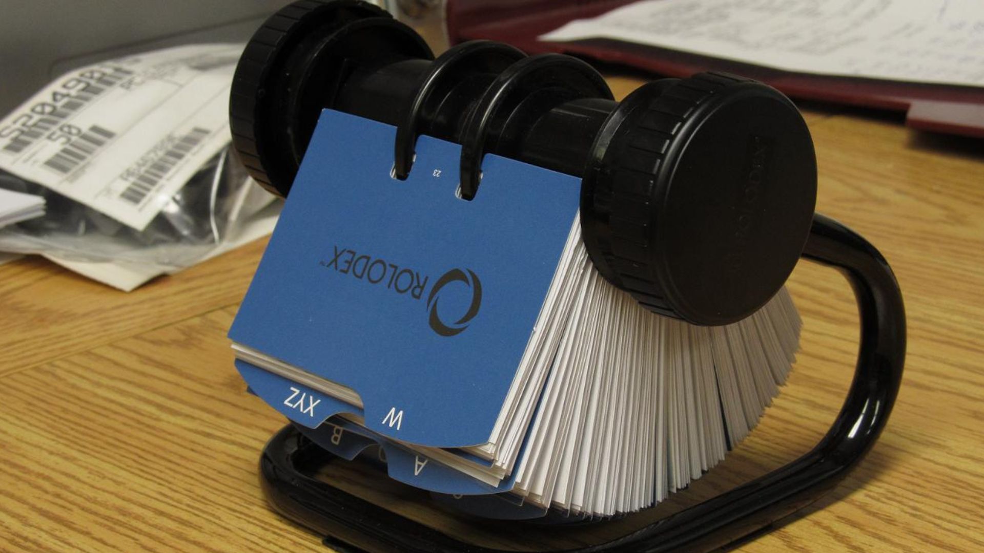 present model of Rolodex card file, currently in-use