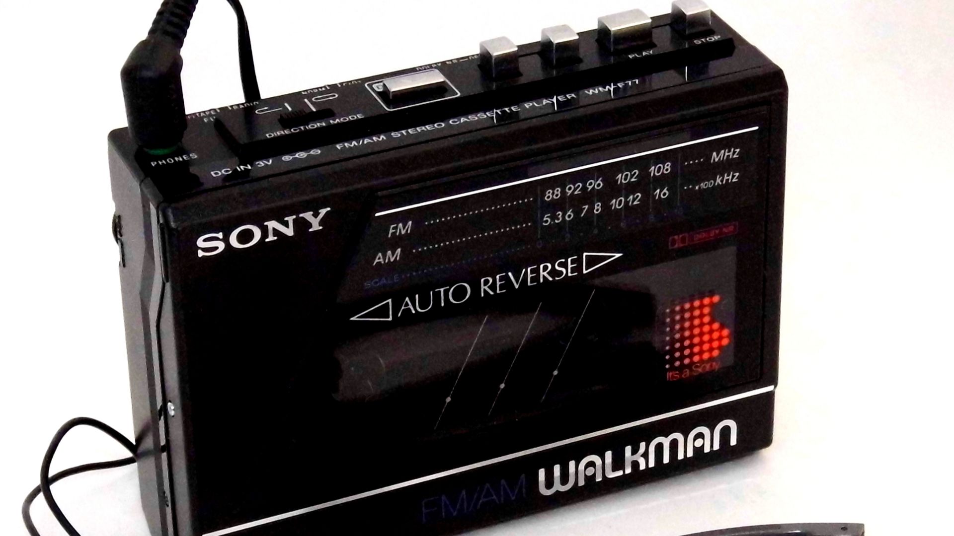 Sony Walkman cassette player, model WM-F77.