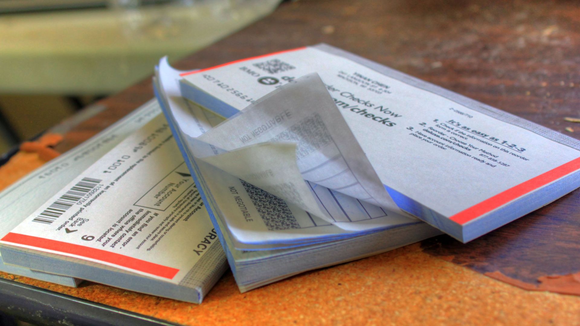 ; Pictures of other random objects
A stack of Checkbooks