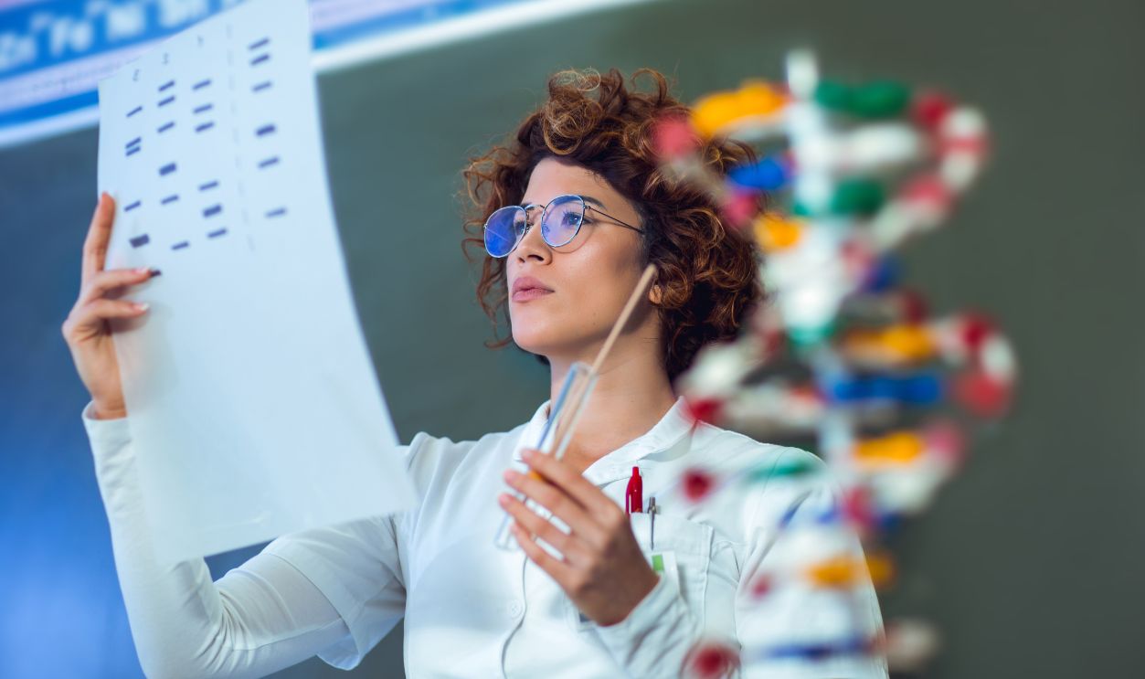 Scientist looking at DNA
