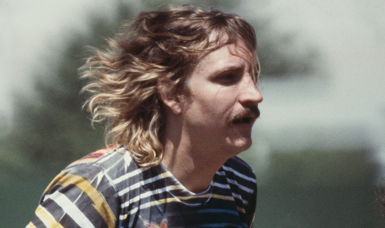American rock guitarist Joe Walsh at a baseball game, circa 1980. 