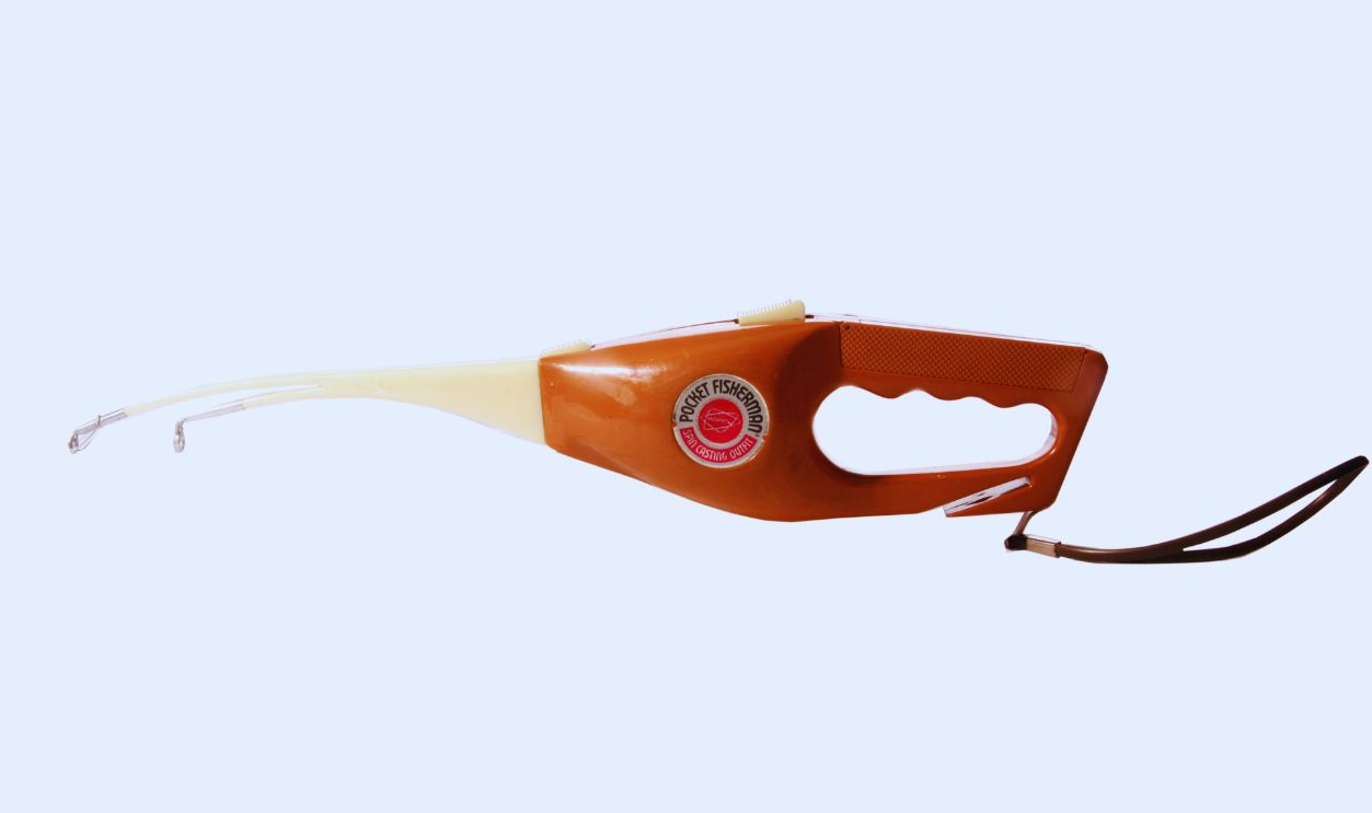 Lake Forest, California - USA - February 8, 2024: Popeil Pocket Fisherman. Ronco Pocket Fisherman. a small fishing pole. The biggest fishing invention since the hook. The handheld folding rod and reel