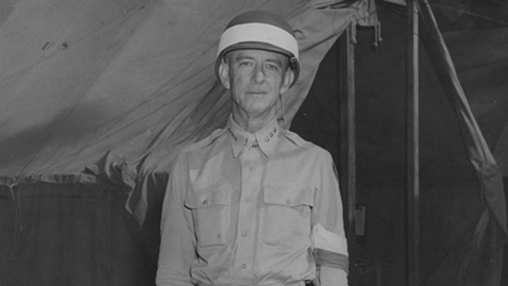 Black and white photograph picturing Courtney Hodges in uniform.