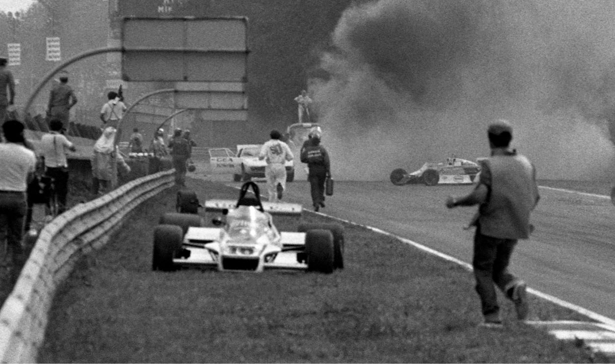 Ronnie Peterson's fatal accident during the first lap of the Formula One Italian Grand Prix, Monza, September 10, 1978