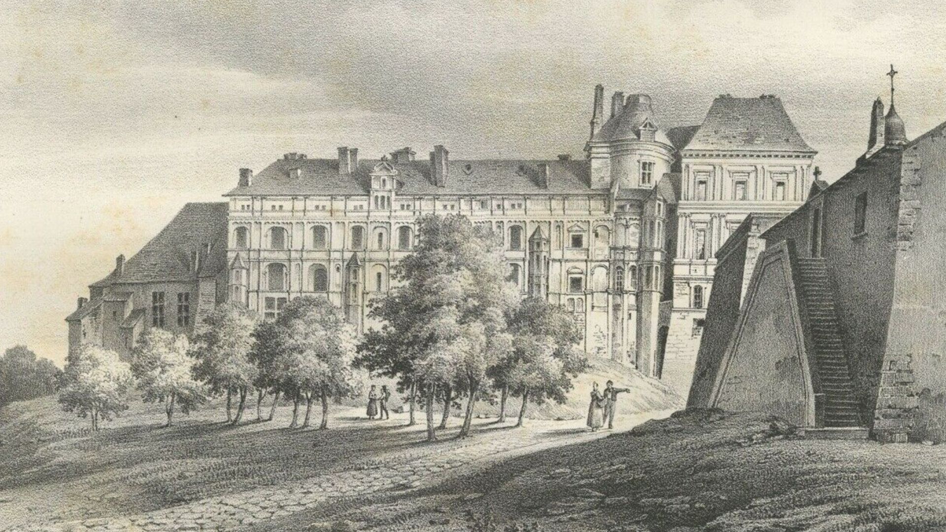 Charles-Caïus Renoux, Chateau de Blois (lithograph by C. Molle from the drawing by Renoux)