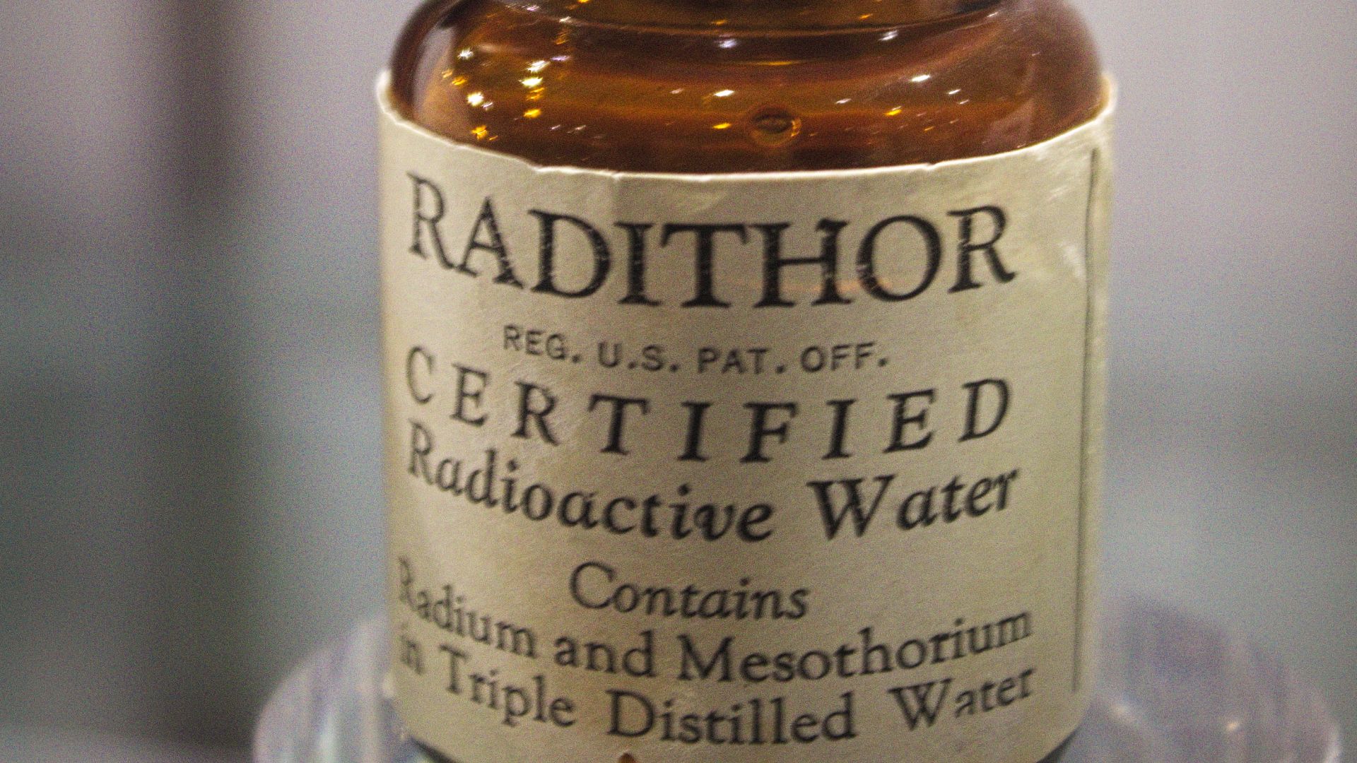 Back in the 1920s, people thought that drinking radium-  and thorium- infused water was healthy. One of the more famous varieties of  this water was sold under the brand name Radithor. It was eventually famously implicated in the illness and subsequent de