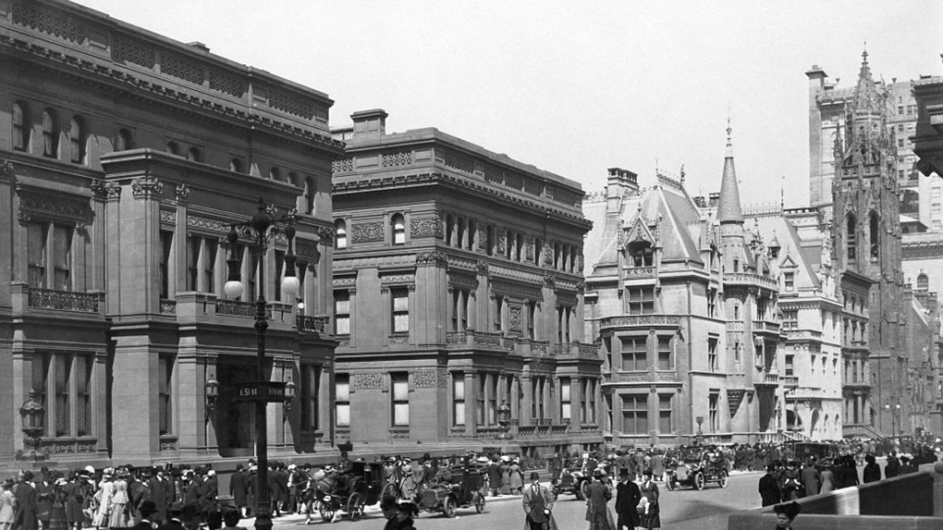 Fifth Avenue and the Vanderbilt Mansions during the Easter Parade of 1900 in New York