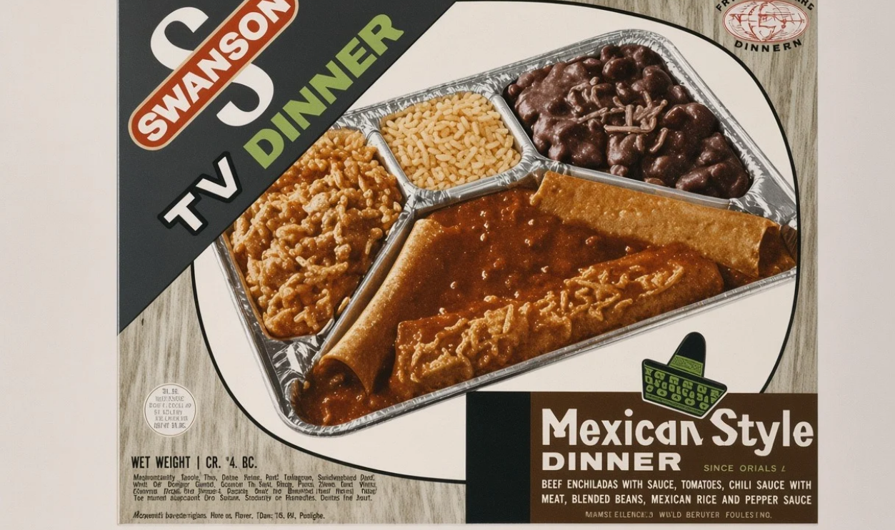 Screenshot from Swanson International Mexican-Style TV Dinner Commercial, C.A. Swanson & Sons (1970s)
