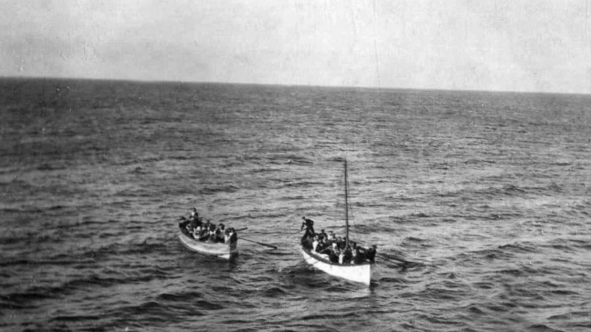 Titanic Lifeboat No. 14 tows Collapsible D to Carpathia