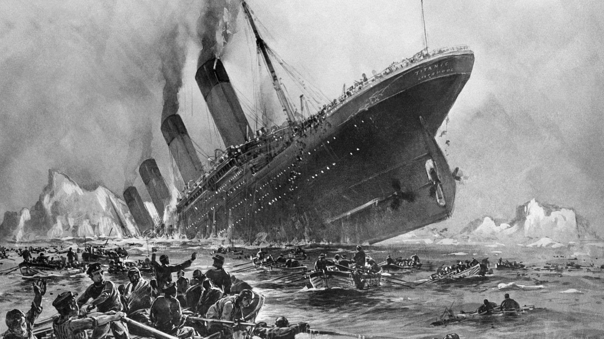 Titanic Sinking, engraving by Willy Stöwer.