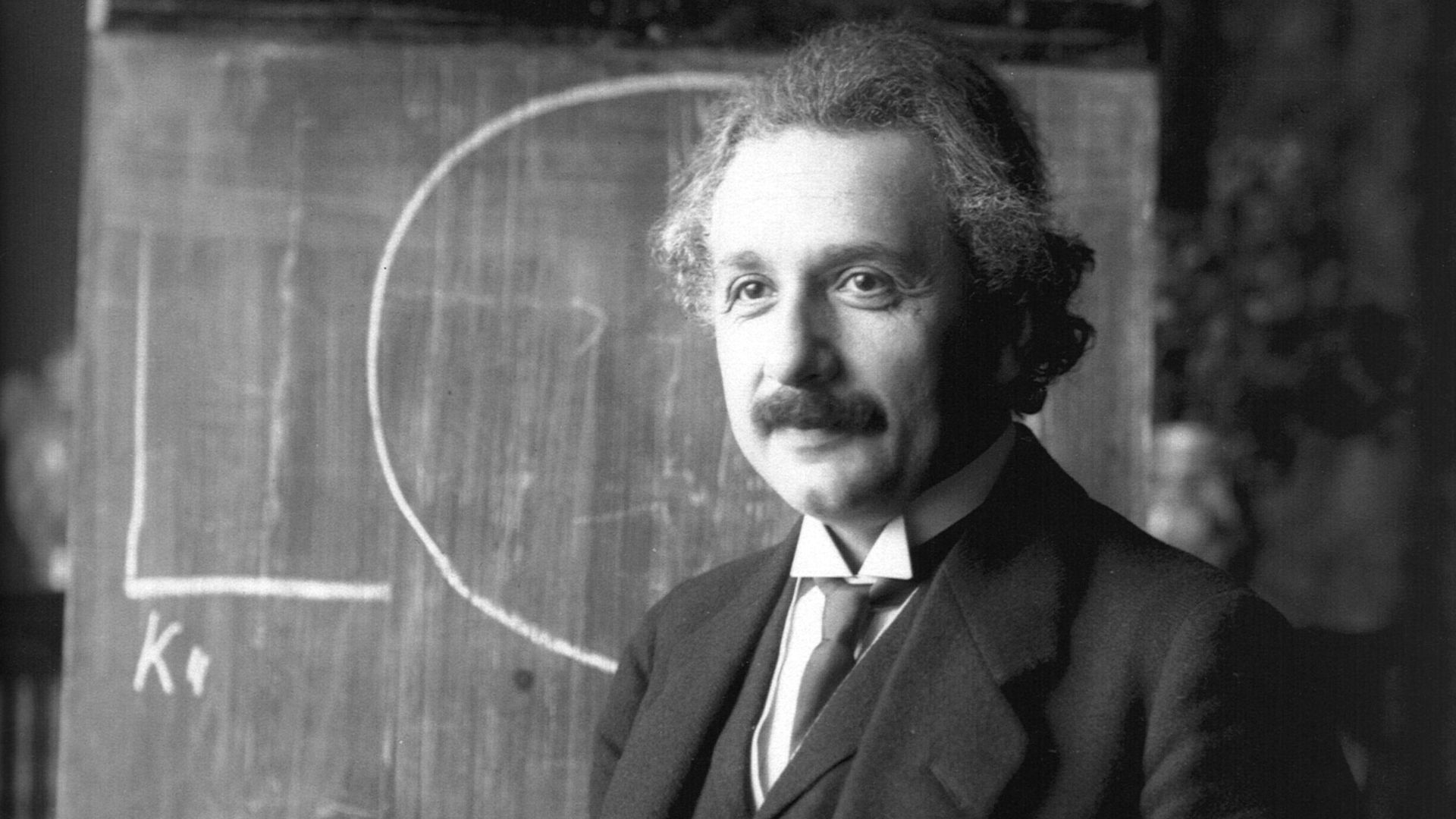 Albert Einstein during a lecture in Vienna in 1921.