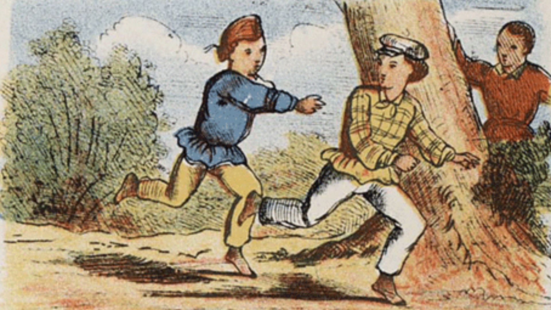 Krijgertje.

Jongens, wie mij krijgen kan,
Die, zeg ik, is een knappe man;
Gij krijgt mij niet, o, neen, o, neen,
Geen is als ik, zoo vlug ter been.