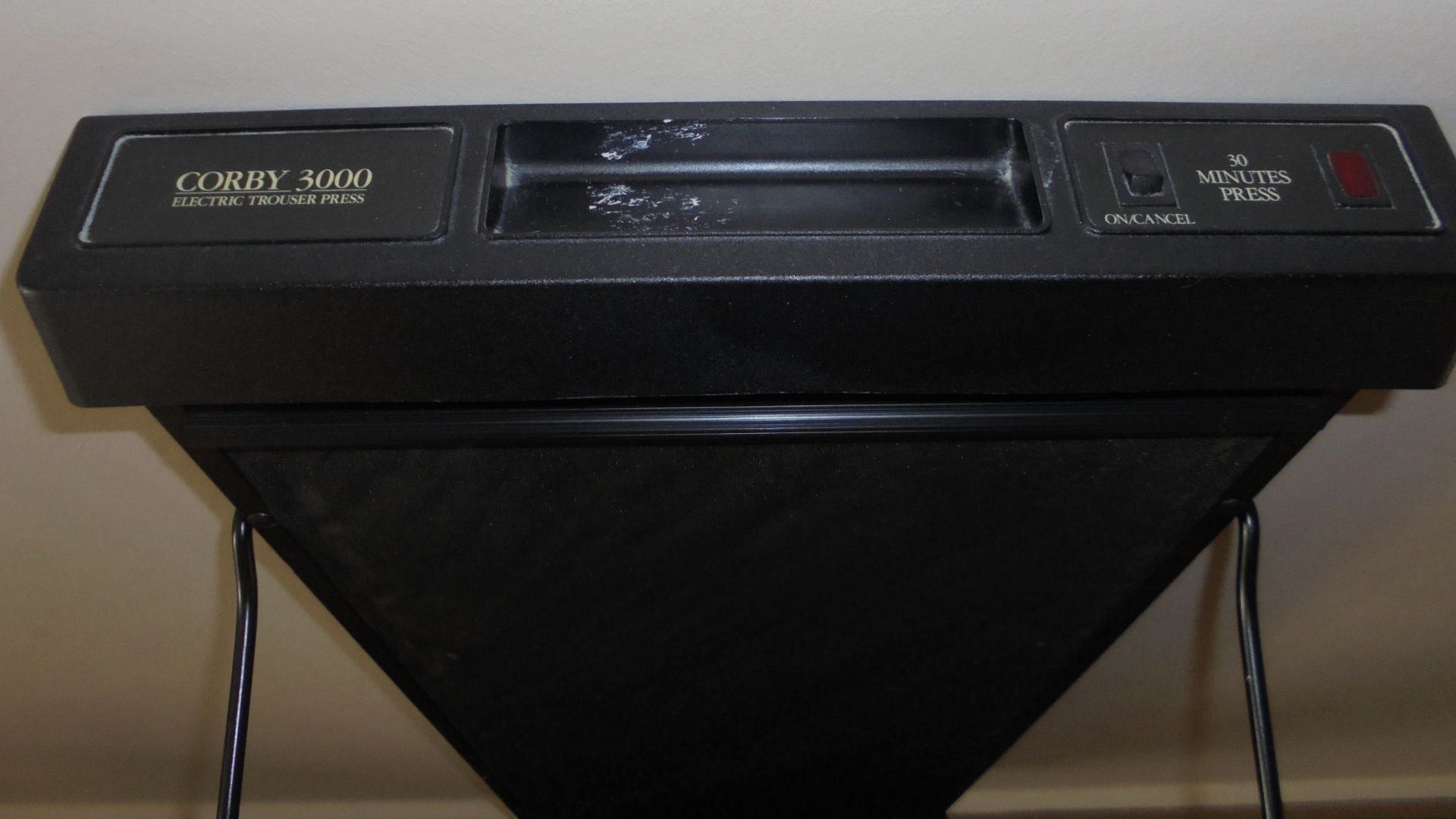 Wall mounted Corby electric trouser press, top