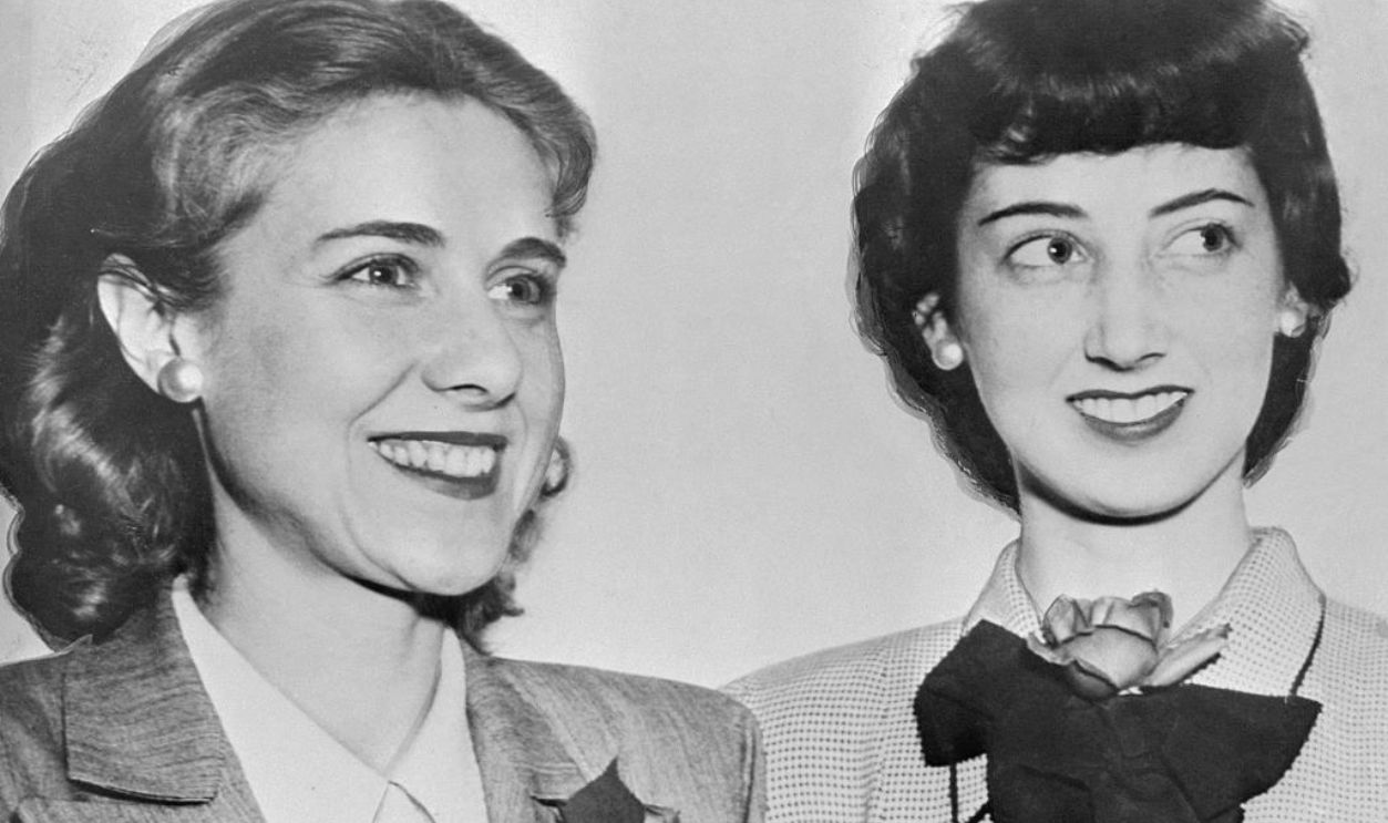 (Original Caption) Representative Clare Boothe Luce of Connecticut cancelled her western political speaking tour because of the death yesterday of her daughter, Ann Clare Brokaw, 19, (R). The girl was killed in a traffic accident near the Stanford University campus in Palo Alto, California, where she was a senior. This photo was taken as the mother and daughter were together in San Francisco, just a few short hours before Miss Brokaw's death.