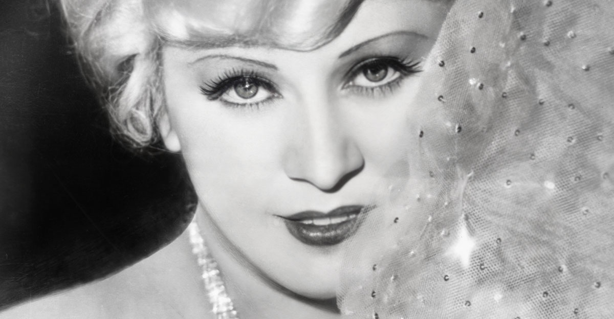 Black and white portrait of Mae West 
