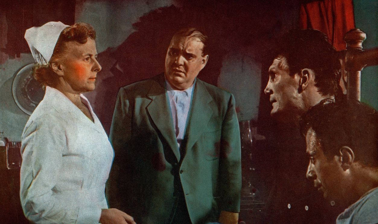 Kino. Panic In The Streets, aka: Unter Geheimbefehl, USA, 1950, Regie: Elia Kazan, Darsteller: Zero Mostel (2. v. l.), Jack Palance.
